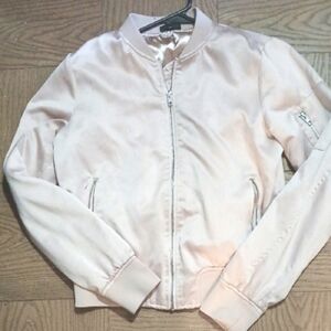 A.N.A. Women's Size S Baby Pink Satin Bomber Jacket